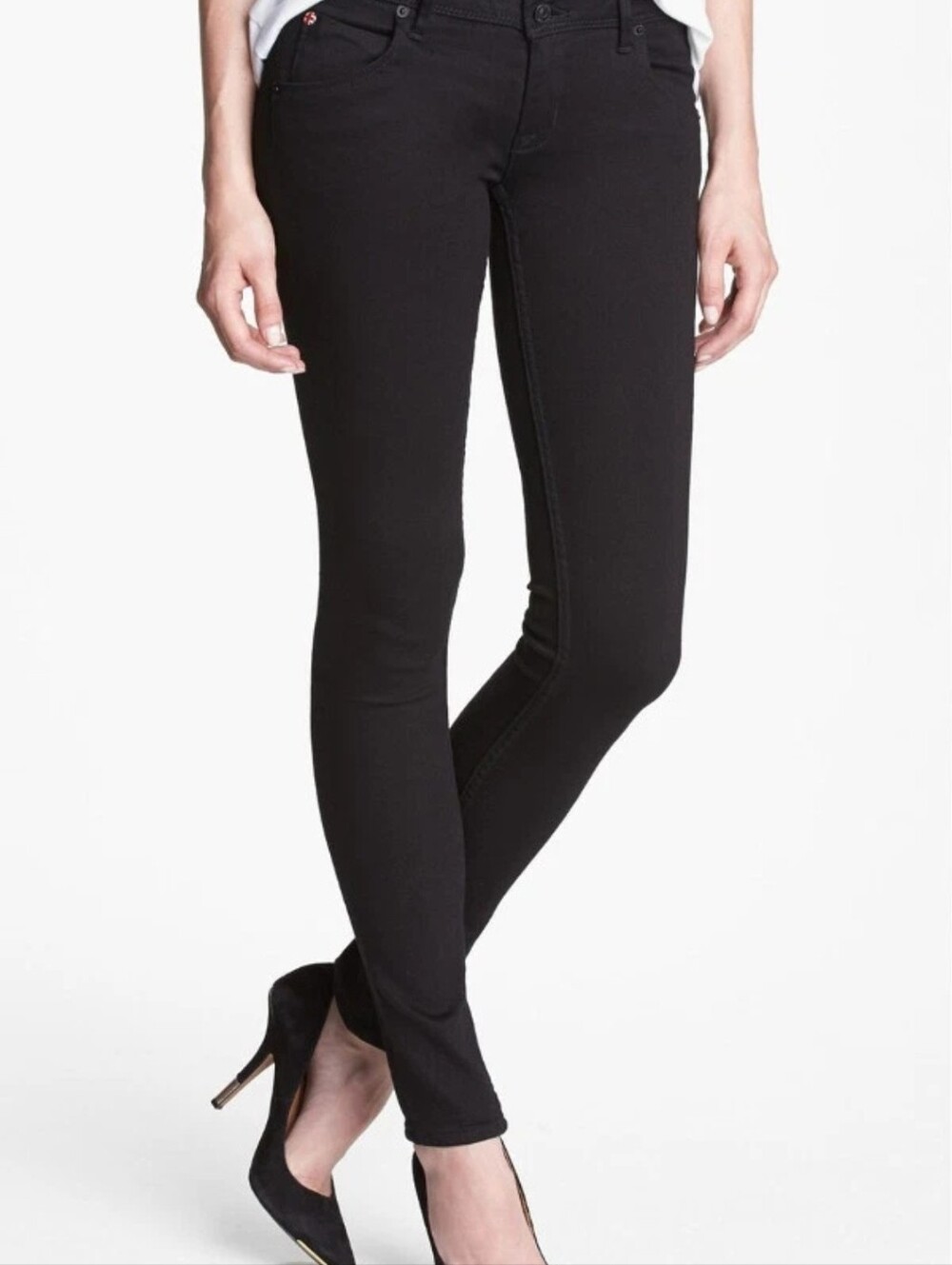 NWOT Hudson Collin Mid Rise Skinny Black Jeans-Size 26-Retail $205.00